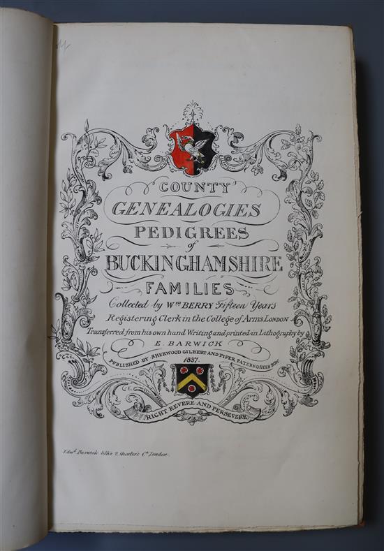 Berry, William - County Genealogies, for Hants, 1833, Kent, 1830 and Buckinghamshire (a facsimilie of 1837) (3)